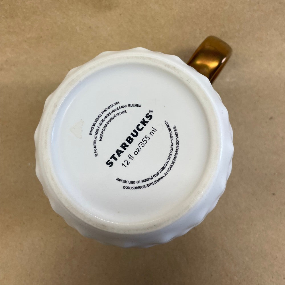 Starbucks White Diamond Gold Handle Mug-2013